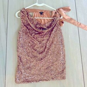 Ann Taylor Gold Sequin Scalloped top